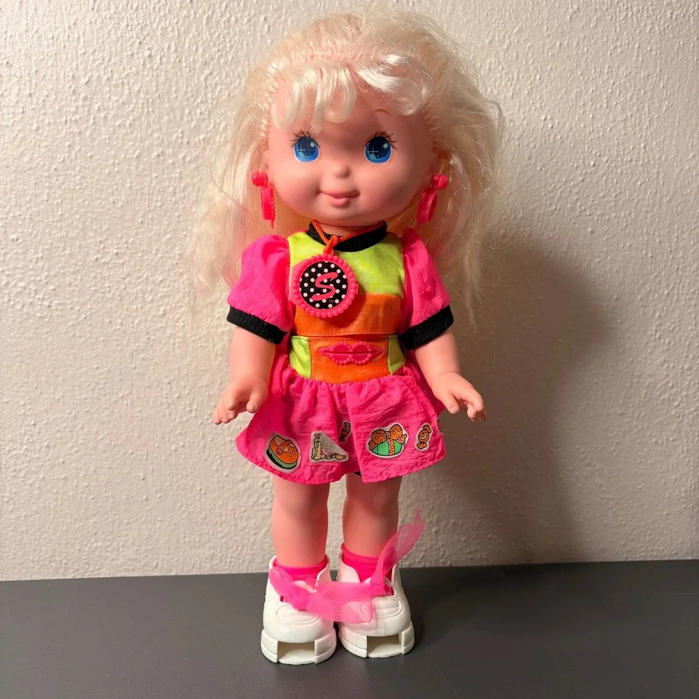 Shushybye Doll Kids 12in Pink Excellent Vintage Neon Outfit Crimped Hair